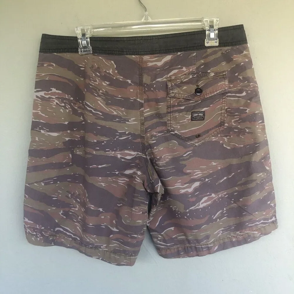 Denim & Supply Ralph Lauren Board Shorts 32 Tiger Stripe Camo Drawstrings Beach